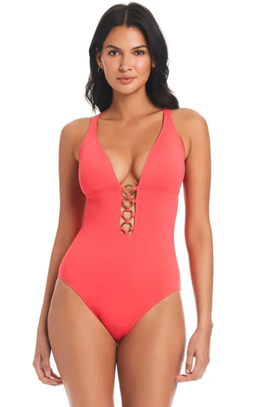 Ring Me Up Over The Shoulder One-Piece Swimsuit sold by Bleu Rod Beattie