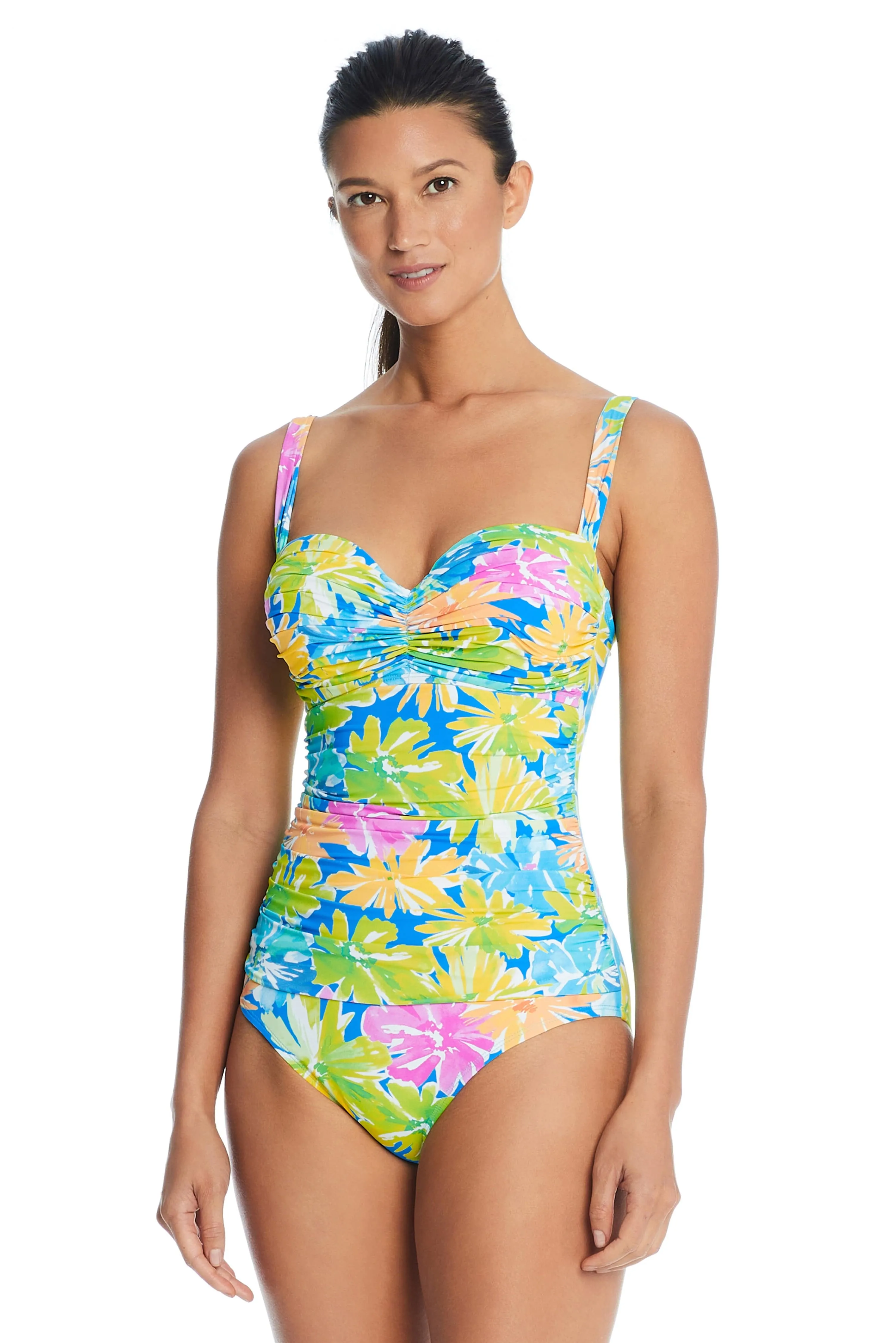 Spring It On Shirred Bandeau One-Piece Swimsuit sold by Bleu Rod Beattie