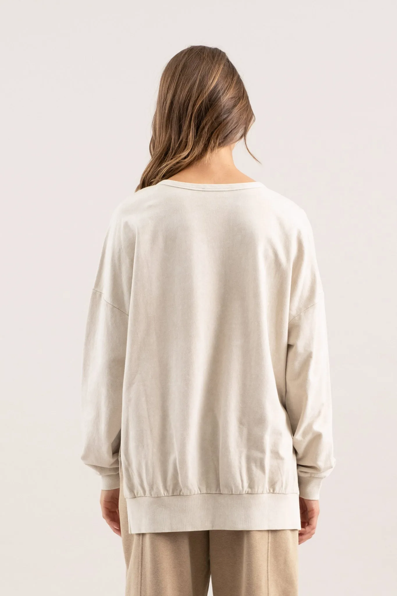 WASHED CREWNECK LONG SLEEVE KNIT TOP sold by Blu Pepper product image thumbnail 2