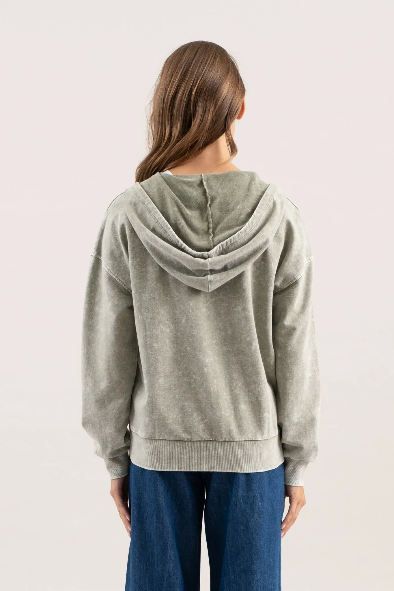WASHED HOODED HENLEY KNIT SWEATER sold by Blu Pepper product image thumbnail 2