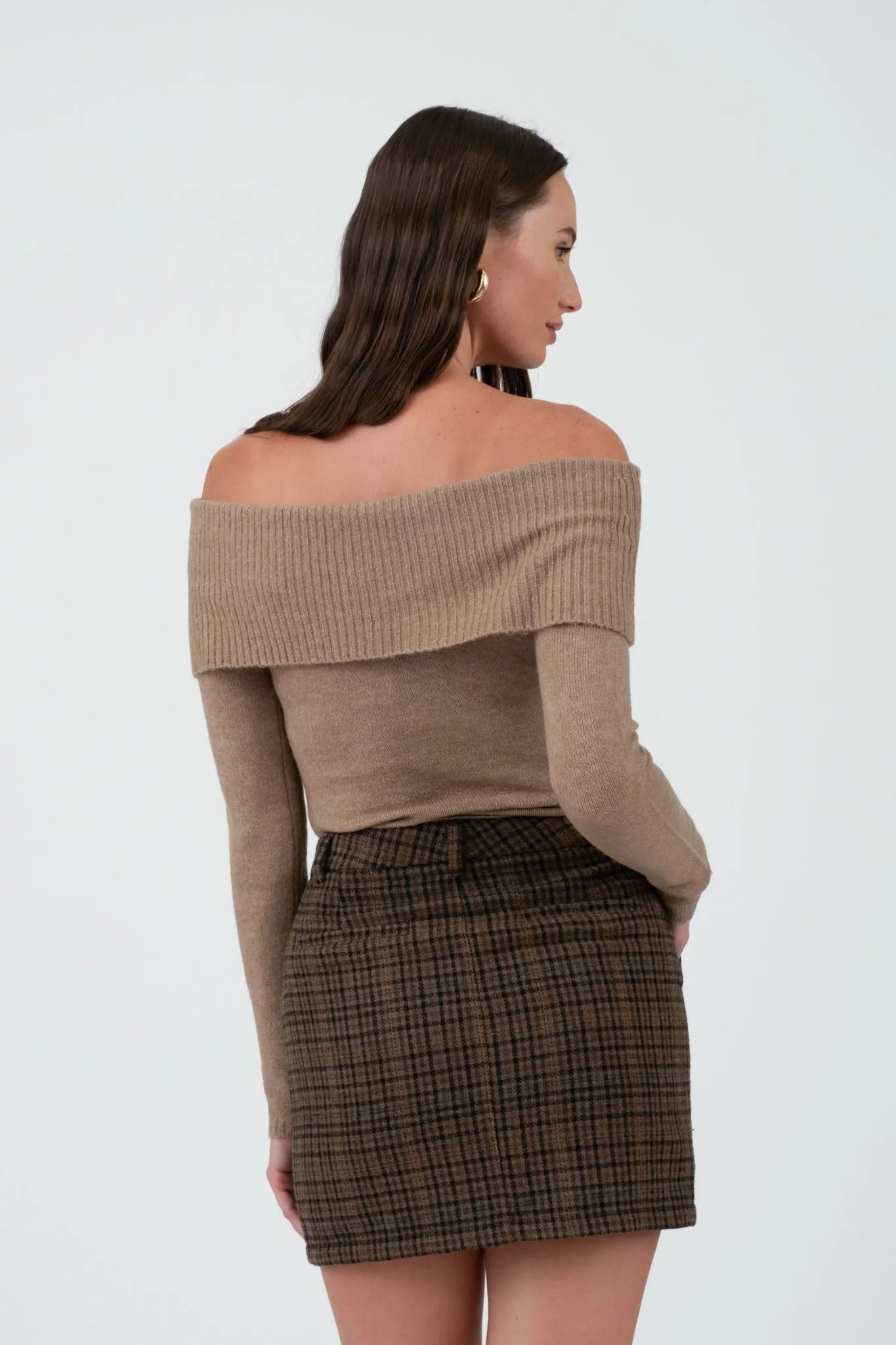 OFF THE SHOULDER FOLD OVER LONG SLEEVE SWEATER sold by Blu Pepper product image thumbnail 2