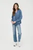 PLUS HOODED V NECK RAW EDGE LONG SLEEVE KNIT TOP sold by Blu Pepper