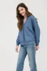 PLUS HOODED V NECK RAW EDGE LONG SLEEVE KNIT TOP sold by Blu Pepper