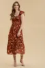 FLORAL RUFFLE SHORT SLEEVE BACK TIE MIDI DRESS sold by Blu Pepper