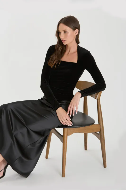 VELVET SQUARE NECK LONG SLEEVE KNIT TOP sold by Blu Pepper