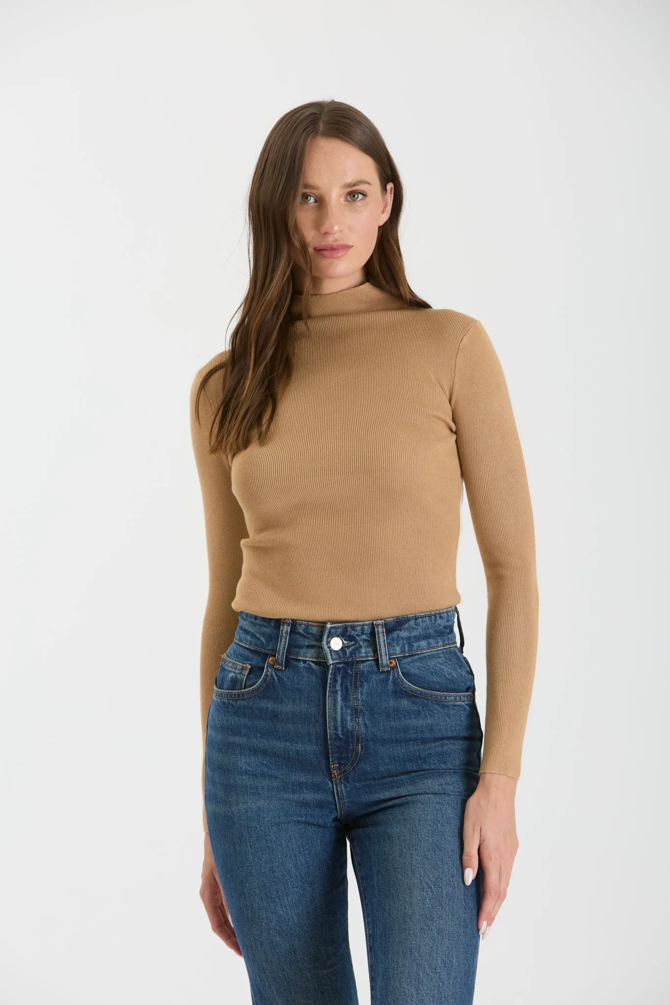 TWO-TONE COLORBLOCK MOCK NECK KNIT SWEATER sold by Blu Pepper product image thumbnail 4