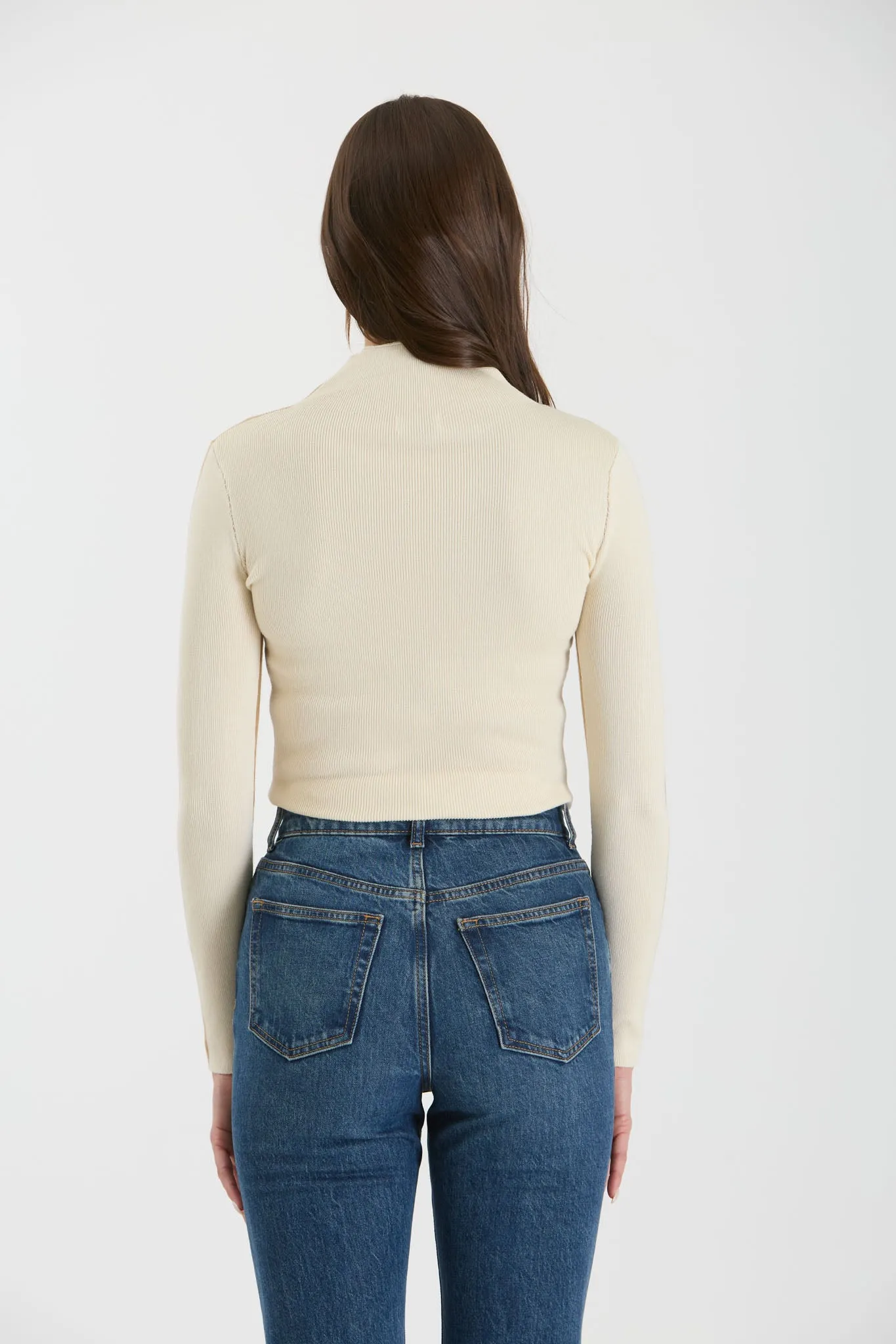 TWO-TONE COLORBLOCK MOCK NECK KNIT SWEATER sold by Blu Pepper product image thumbnail 2