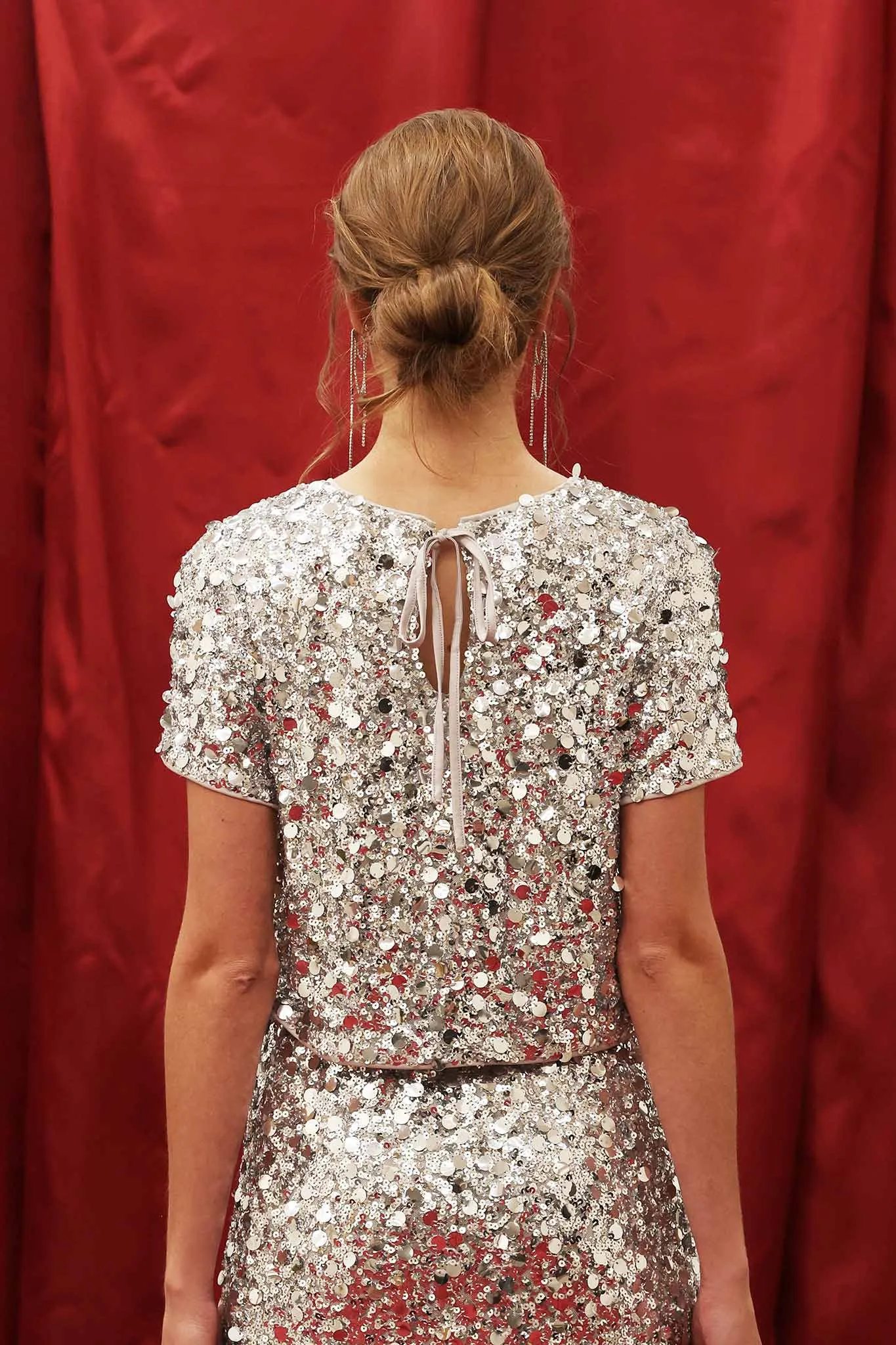 SEQUIN ROUND NECK SHORT SLEEVE CROP TOP sold by Blu Pepper product image thumbnail 2