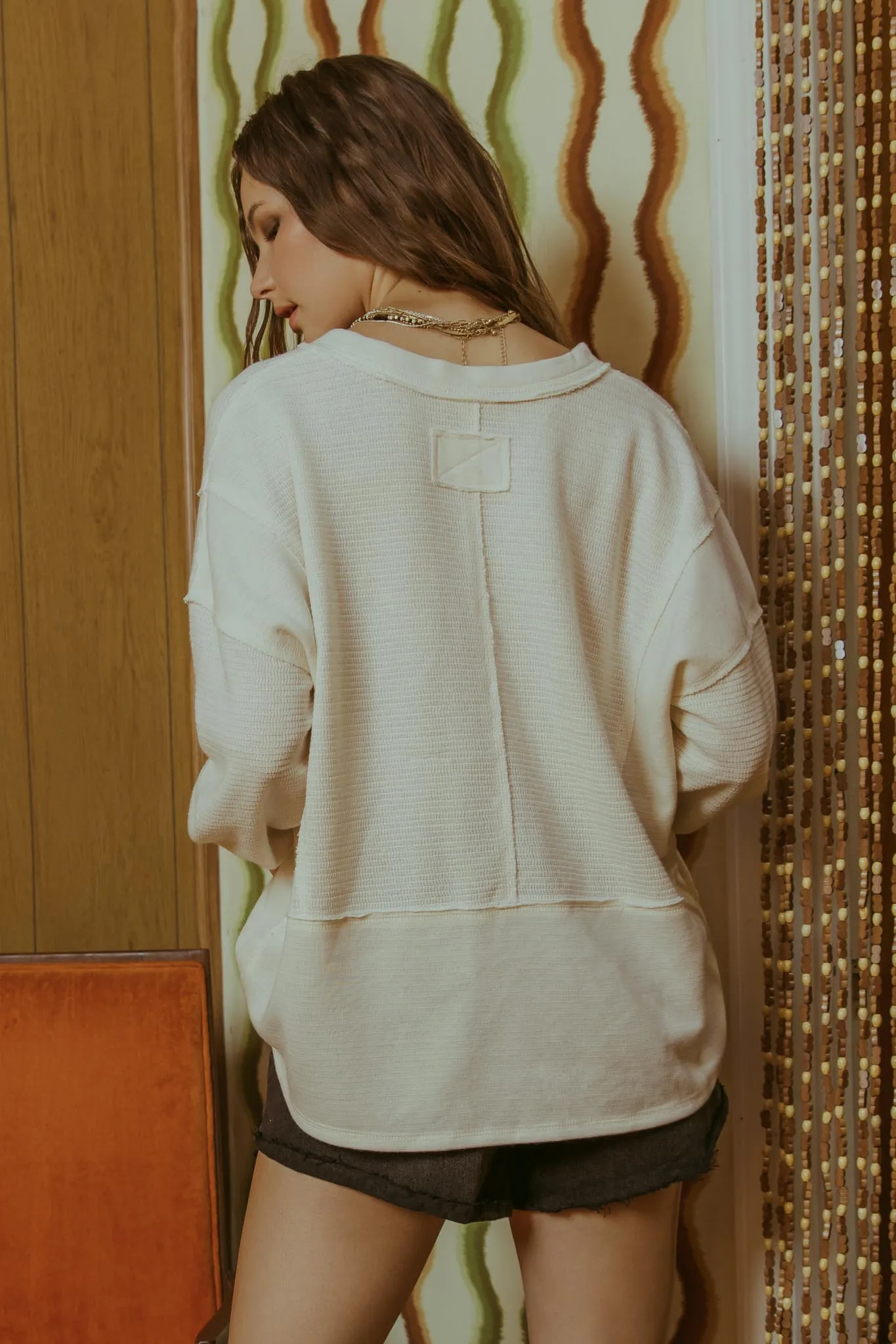 EXPOSED SEAM KNIT TOP sold by Blu Pepper product image thumbnail 5
