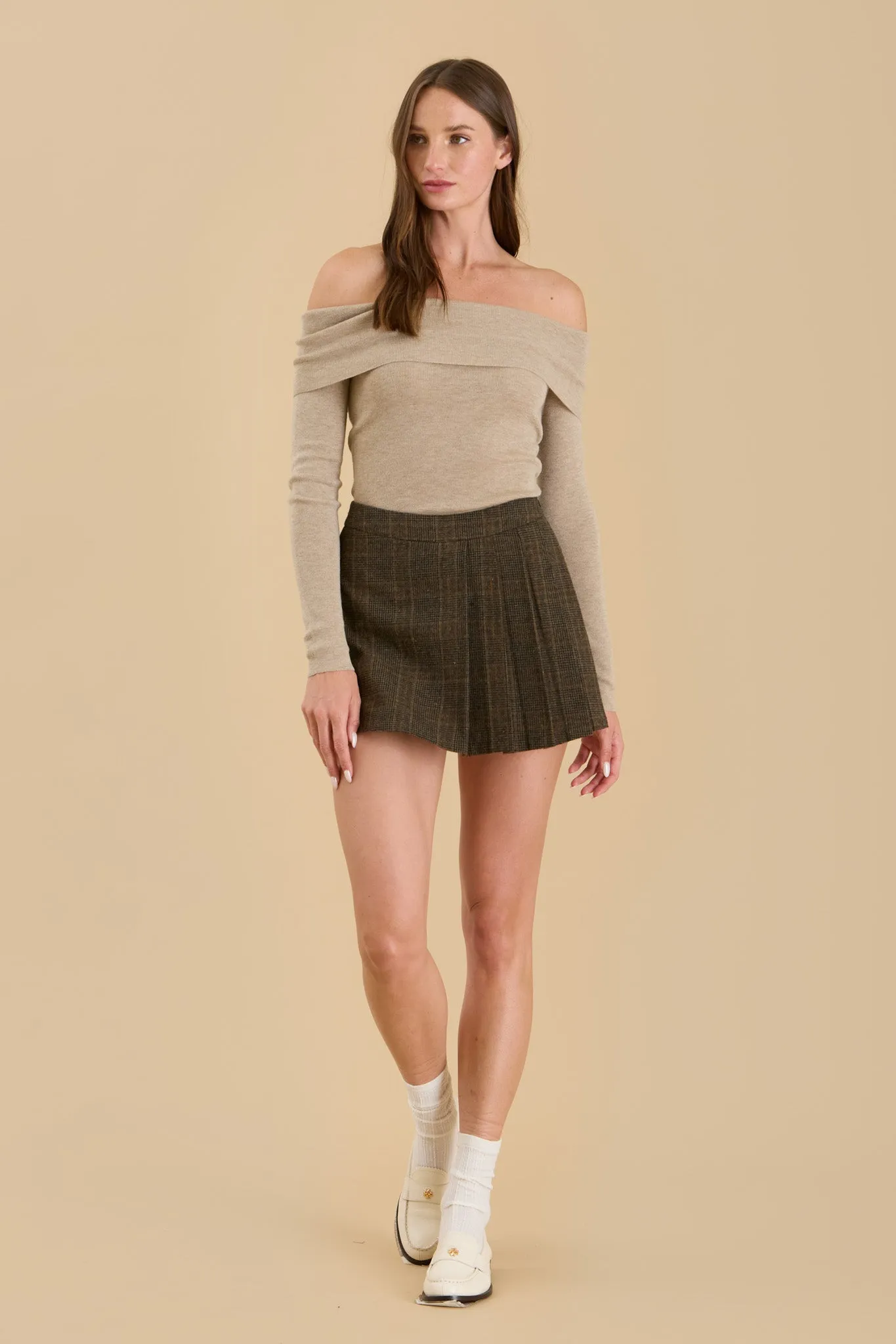 OFF THE SHOULDER FOLD OVER SWEATER KNIT PULLOVER sold by Blu Pepper product image thumbnail 4