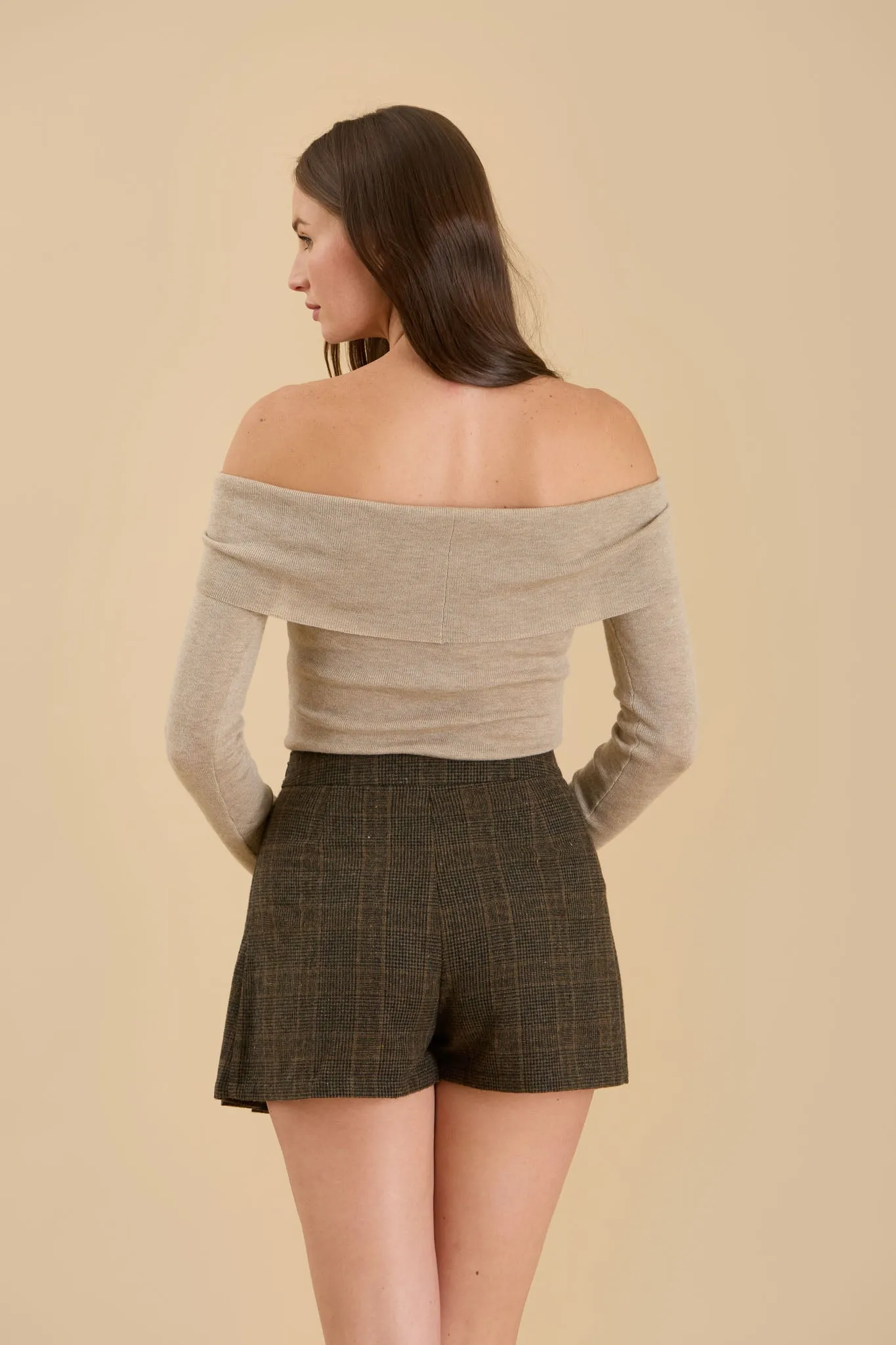 OFF THE SHOULDER FOLD OVER SWEATER KNIT PULLOVER sold by Blu Pepper product image thumbnail 2