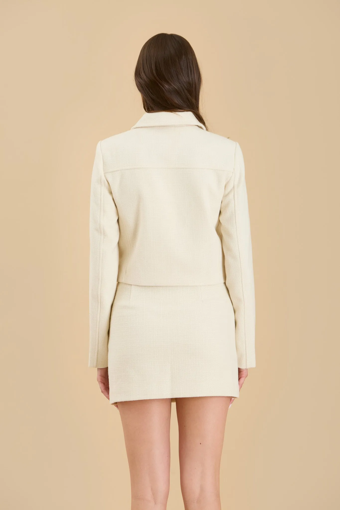 SOLID TWEED COLLARED BUTTON DOWN JACKET sold by Blu Pepper product image thumbnail 2