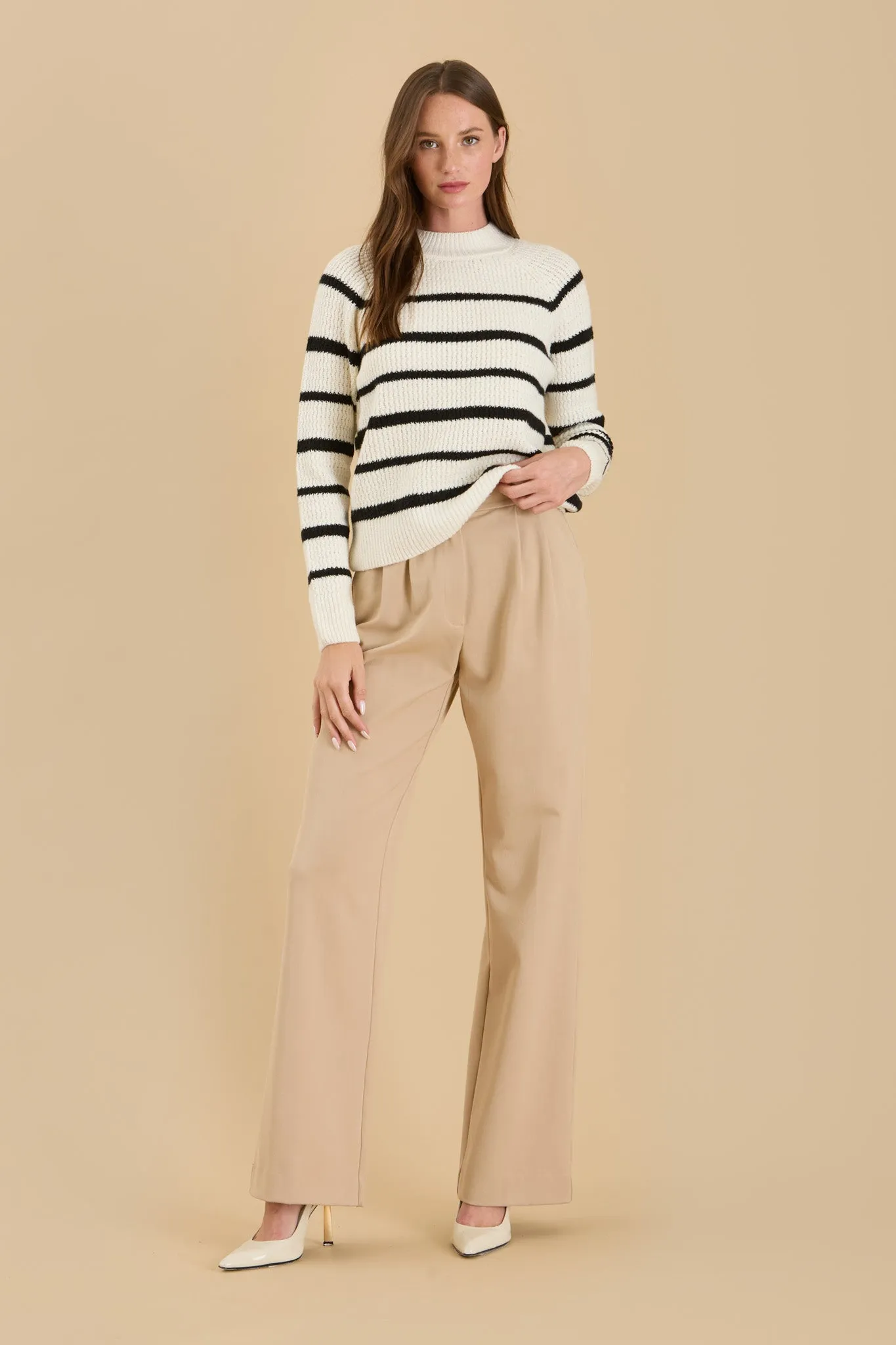 STRIPE HIGH NECK KNIT PULLOVER SWEATER sold by Blu Pepper product image thumbnail 5