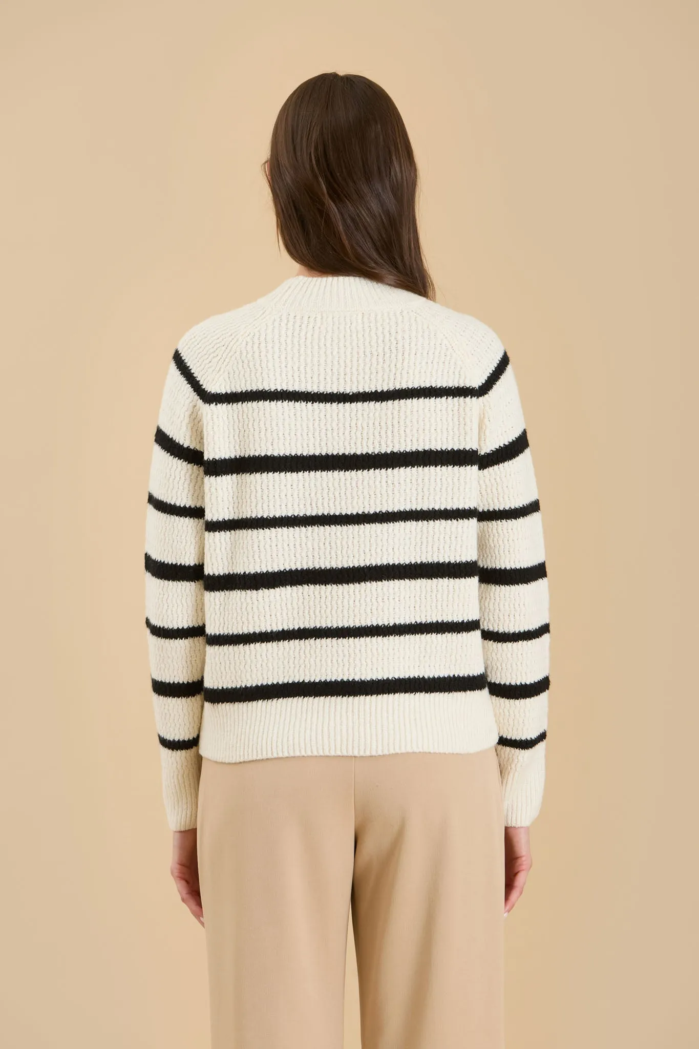 STRIPE HIGH NECK KNIT PULLOVER SWEATER sold by Blu Pepper product image thumbnail 2