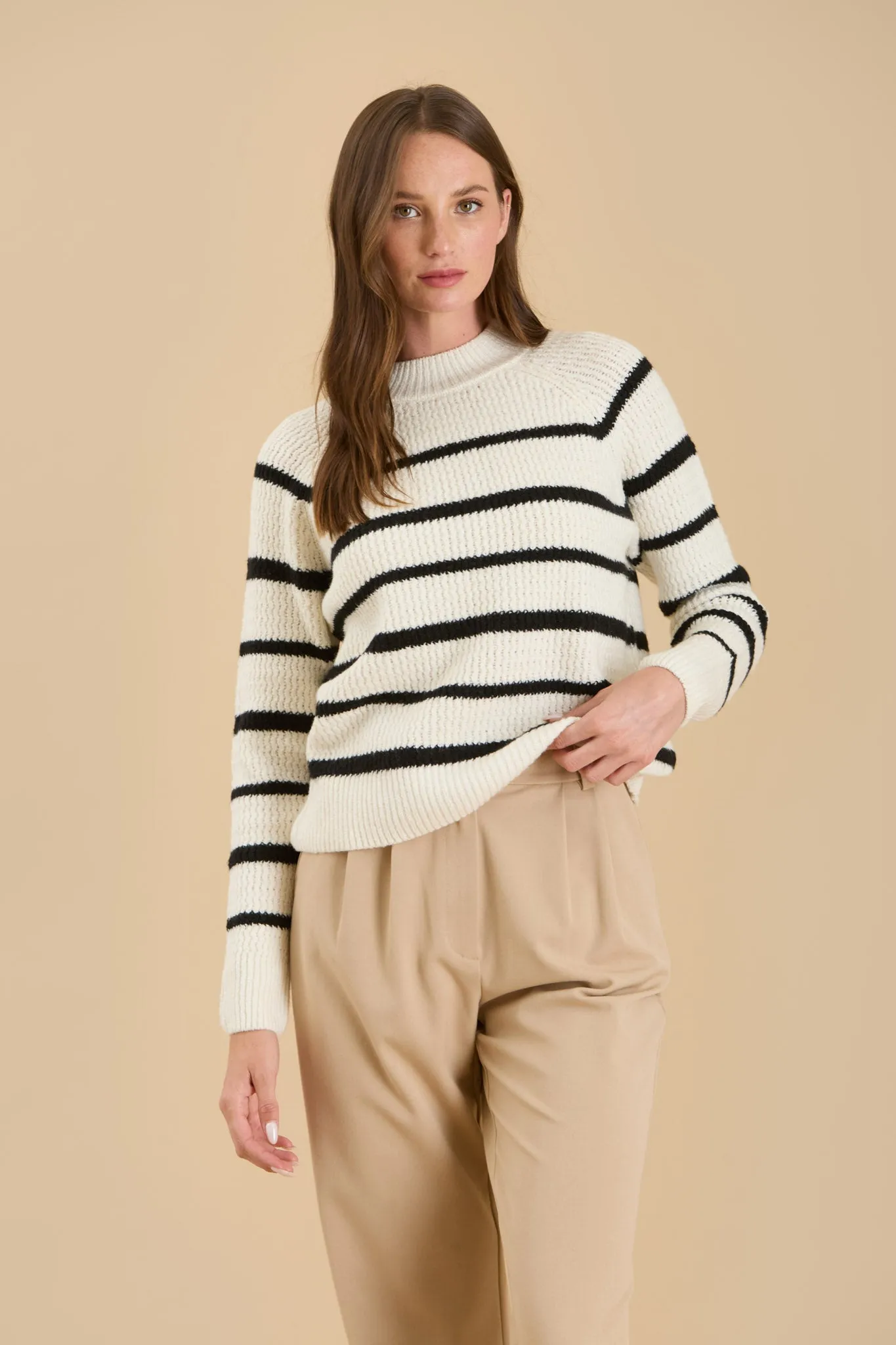 STRIPE HIGH NECK KNIT PULLOVER SWEATER sold by Blu Pepper product image thumbnail 4