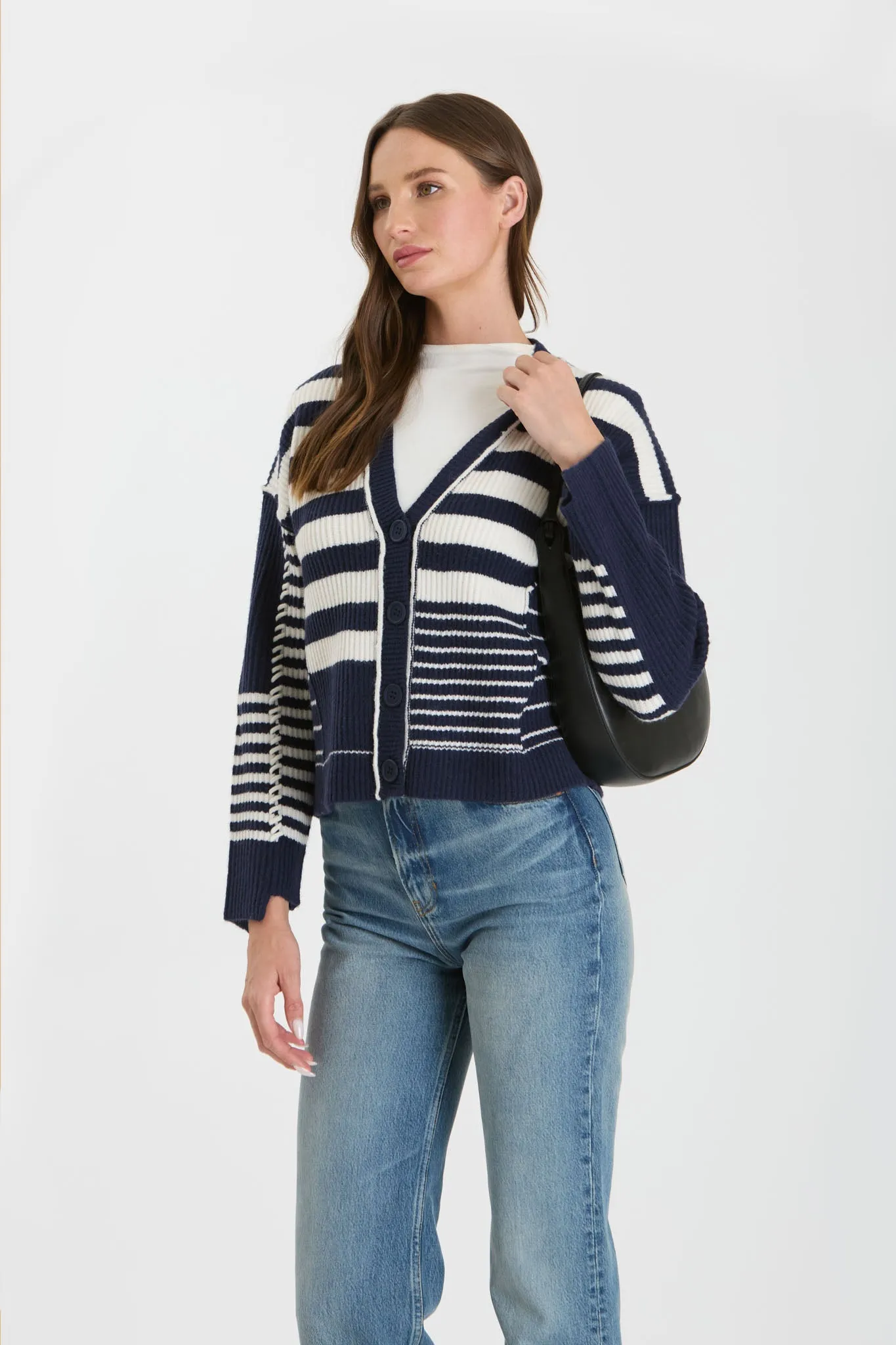 MULTI STRIPE BUTTON DOWN KNIT CARDIGAN sold by Blu Pepper product image thumbnail 5