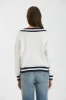 CONTRAST LINE V NECK LONG SLEEVE KNIT SWEATER sold by Blu Pepper