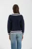 CONTRAST LINE V NECK LONG SLEEVE KNIT SWEATER sold by Blu Pepper