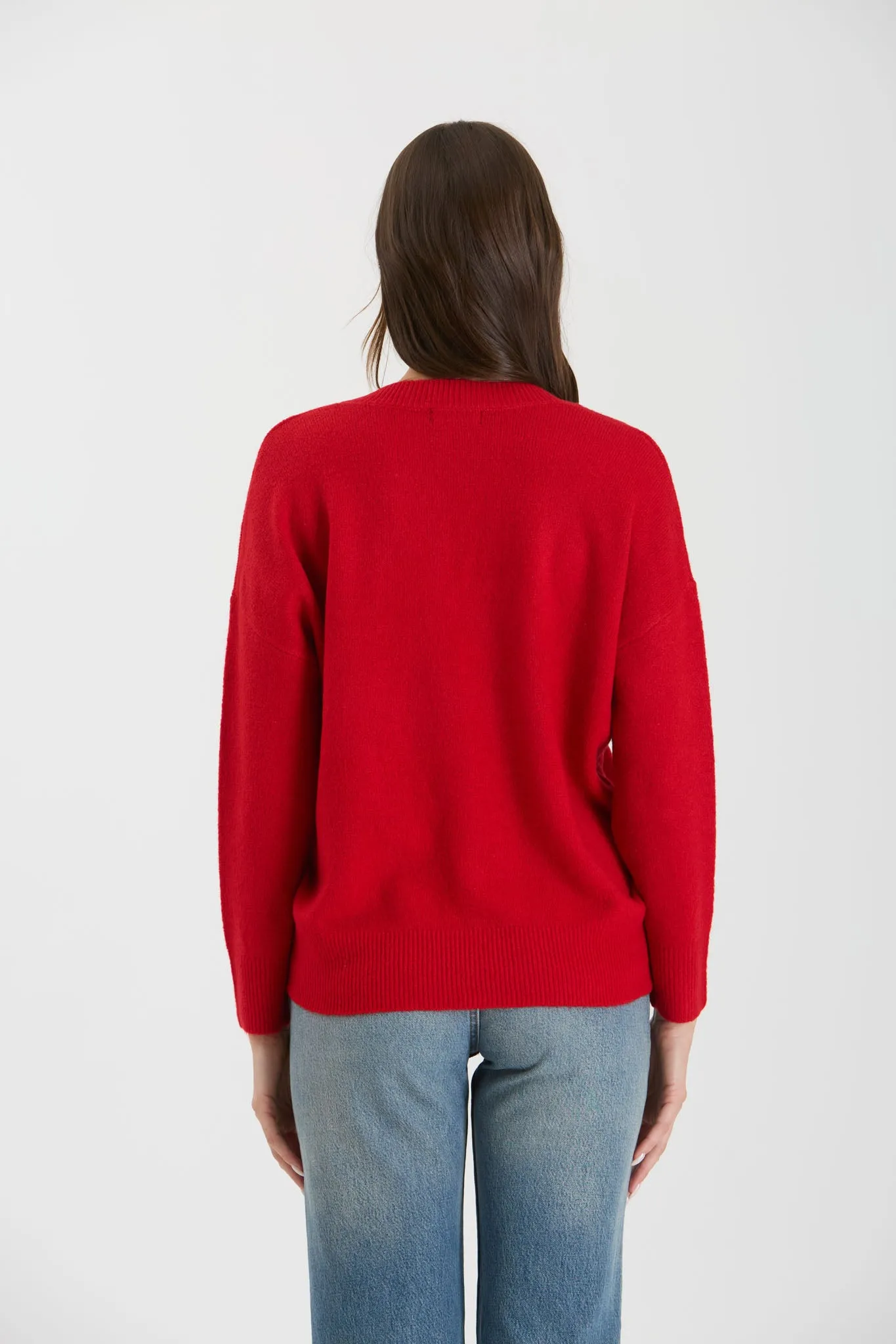 SOLID V NECK DROP SHOULDER KNIT SWEATER sold by Blu Pepper product image thumbnail 2