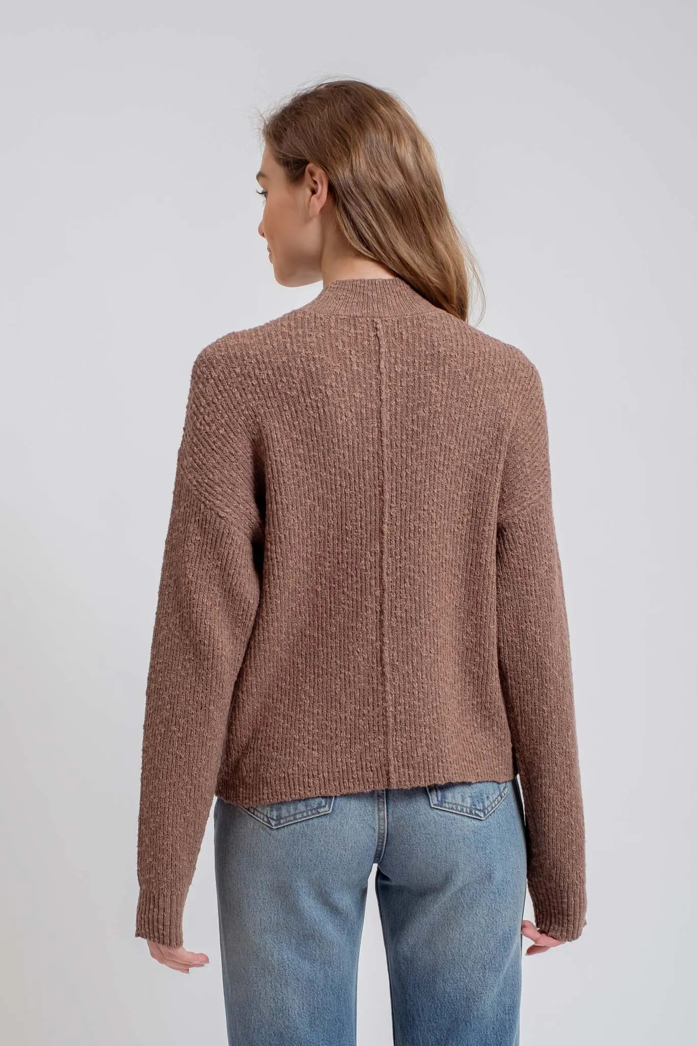 MOCK NECK CONTRAST SEAM SWEATER KNIT PULLOVER sold by Blu Pepper product image thumbnail 2