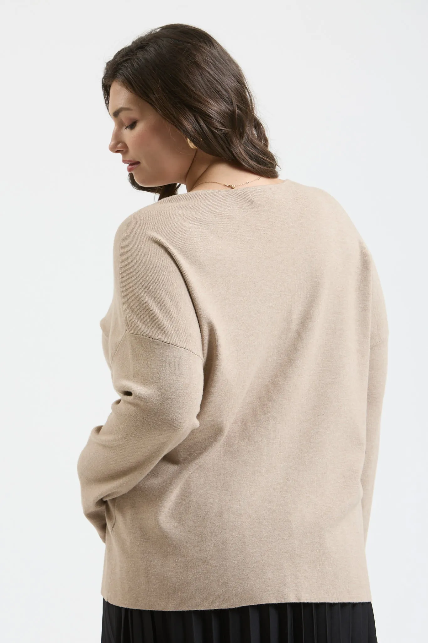 PLUS SOLID V NECK FRONT SEAM KNIT SWEATER sold by Blu Pepper product image thumbnail 2