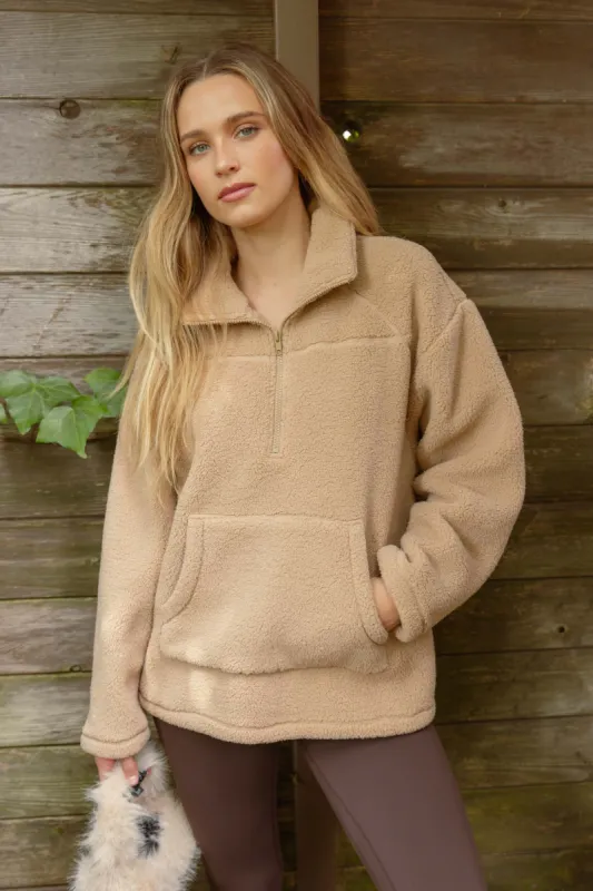 COLLARED HALF ZIP UP FLEECE JACKET sold by Blu Pepper