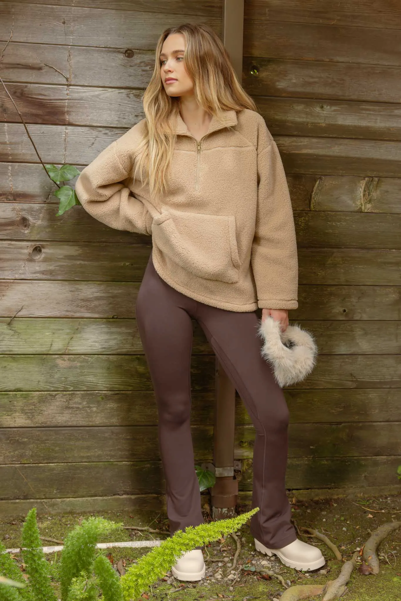 COLLARED HALF ZIP UP FLEECE JACKET sold by Blu Pepper product image thumbnail 4