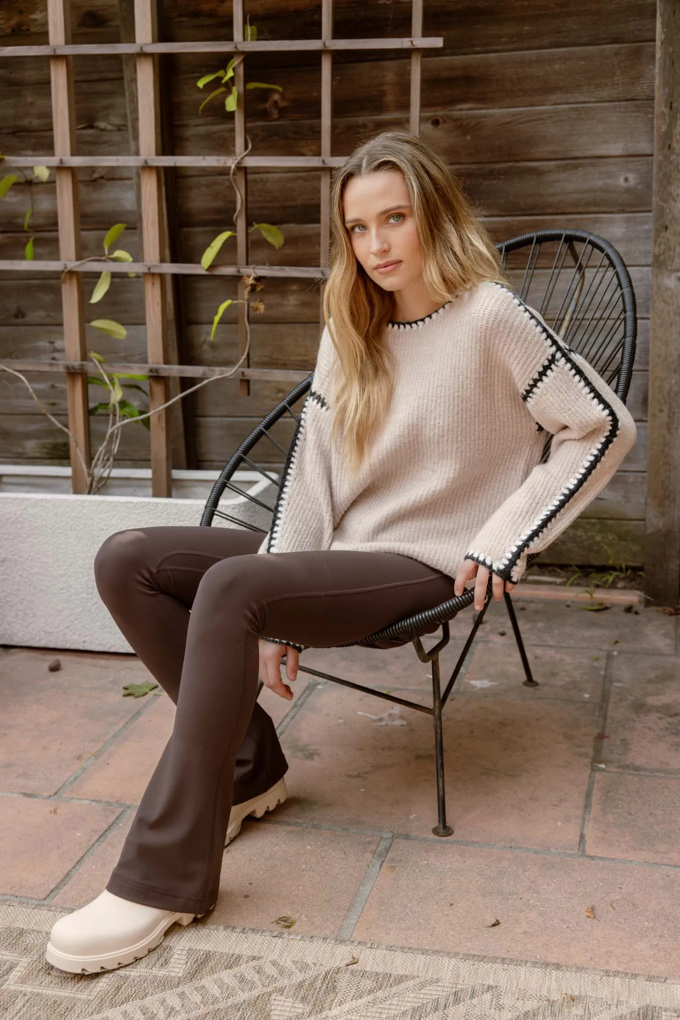 CONTRAST STITCH LONG SLEEVE KNIT SWEATER sold by Blu Pepper product image thumbnail 5