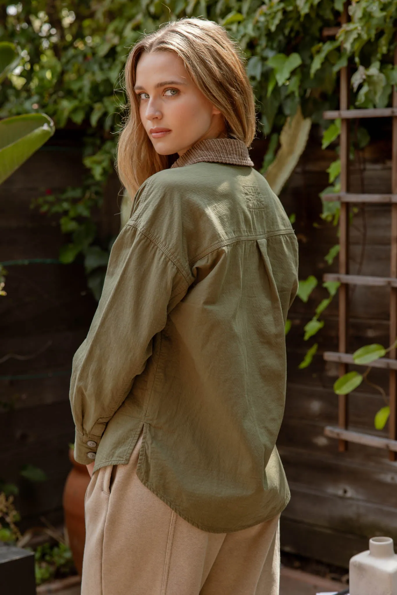 CORDUROY COLLAR BUTTON DOWN LONG SLEEVE SHACKET sold by Blu Pepper product image thumbnail 2