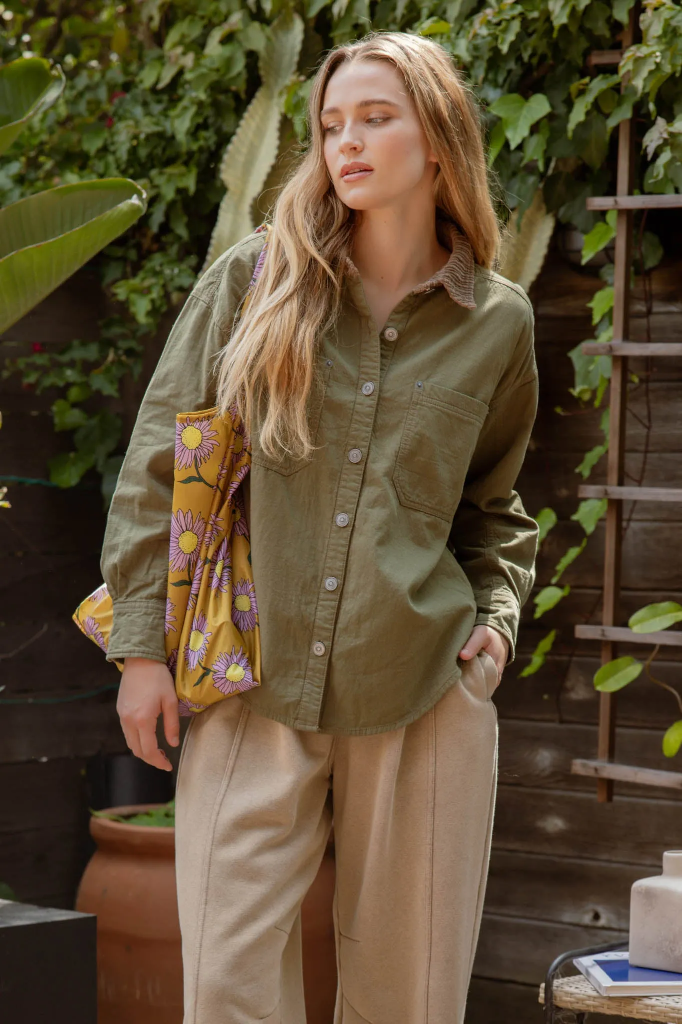 CORDUROY COLLAR BUTTON DOWN LONG SLEEVE SHACKET sold by Blu Pepper