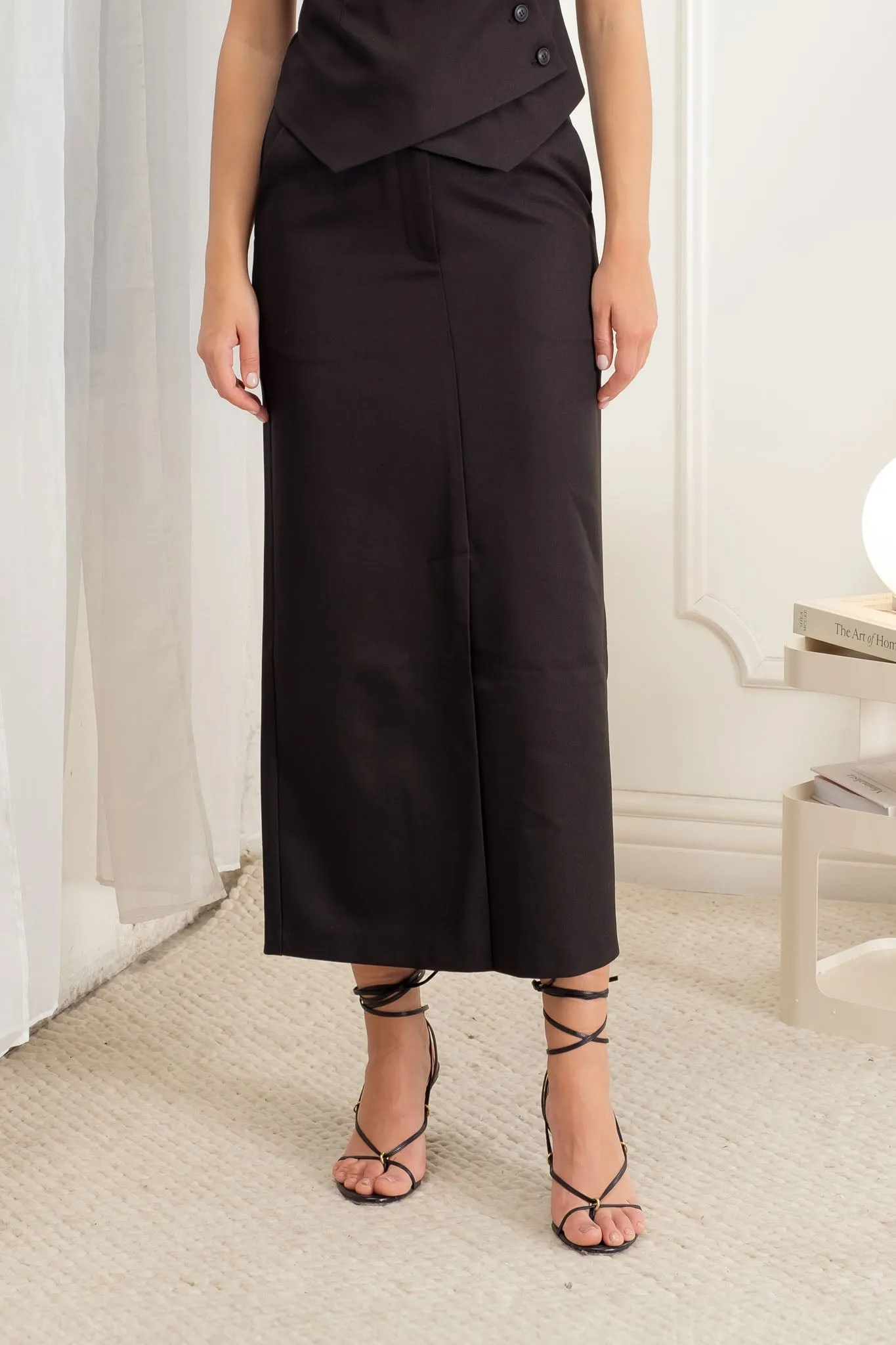 SPLIT HEM STRAIGHT MIDI SKIRT sold by Blu Pepper product image thumbnail 4