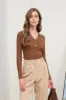 COLLARED GOLD SNAP BUTTON LONG SLEEVE SWEATER KNIT sold by Blu Pepper