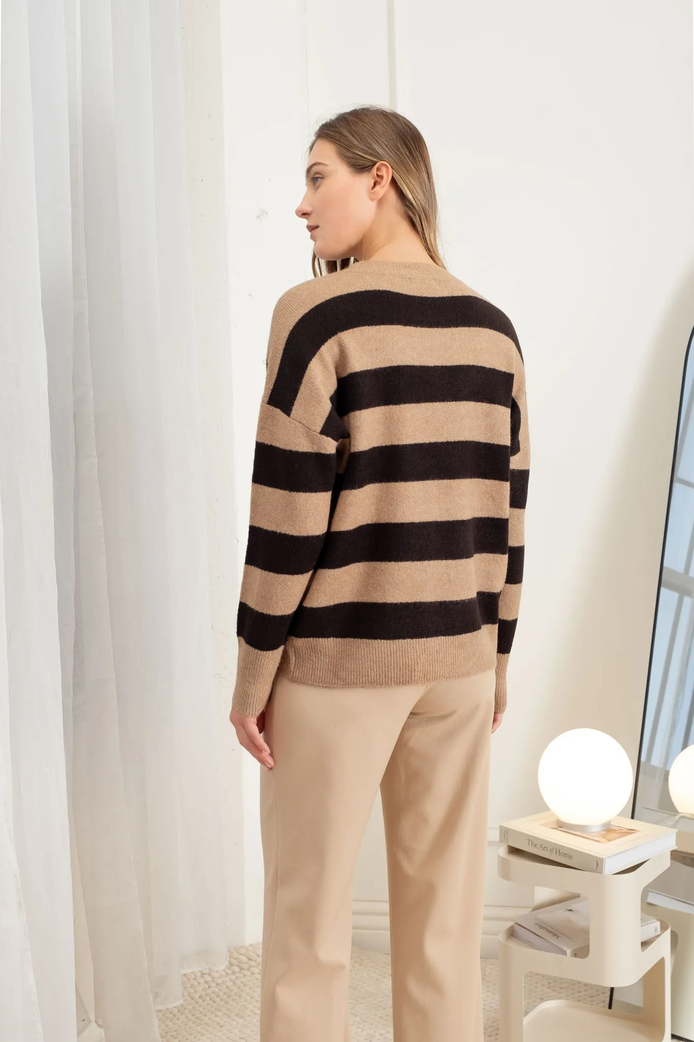 STRIPE CREW LONG SLEEVE KNIT SWEATER sold by Blu Pepper product image thumbnail 2