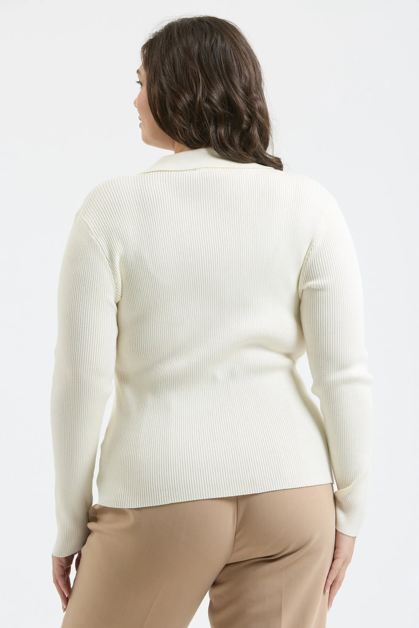 PLUS COLLARED GOLD SNAP BUTTON LONG SLEEVE SWEATER sold by Blu Pepper product image thumbnail 3