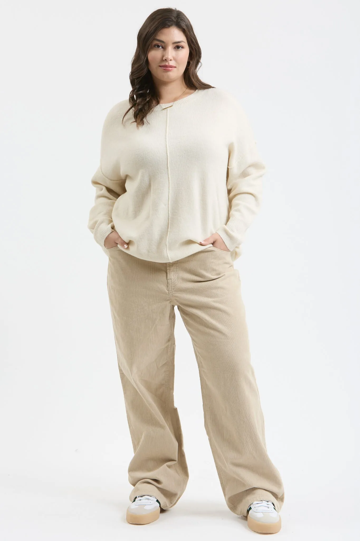 PLUS SOLID CREWNECK FRONT SEAM KNIT SWEATER sold by Blu Pepper product image thumbnail 5