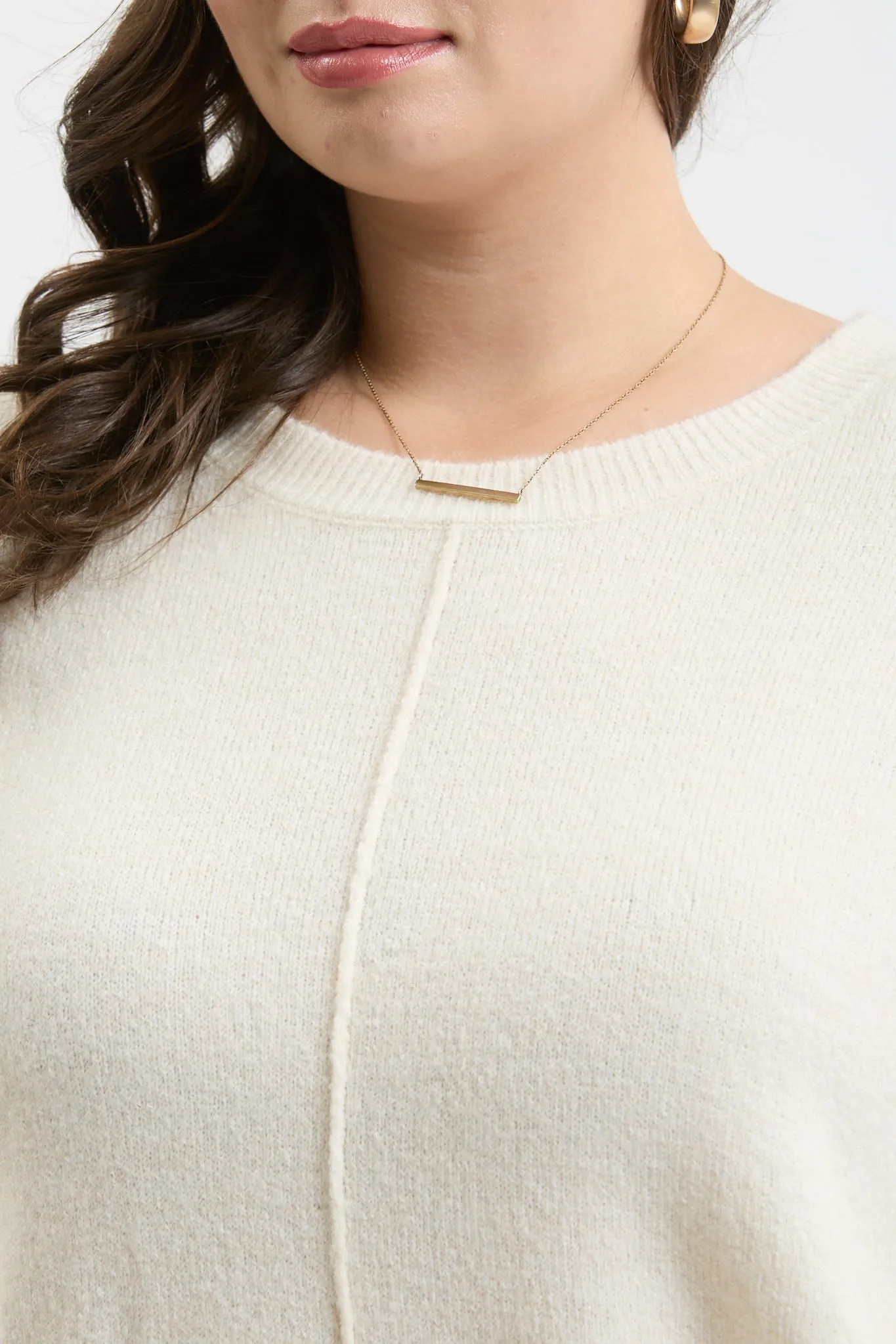 PLUS SOLID CREWNECK FRONT SEAM KNIT SWEATER sold by Blu Pepper product image thumbnail 4