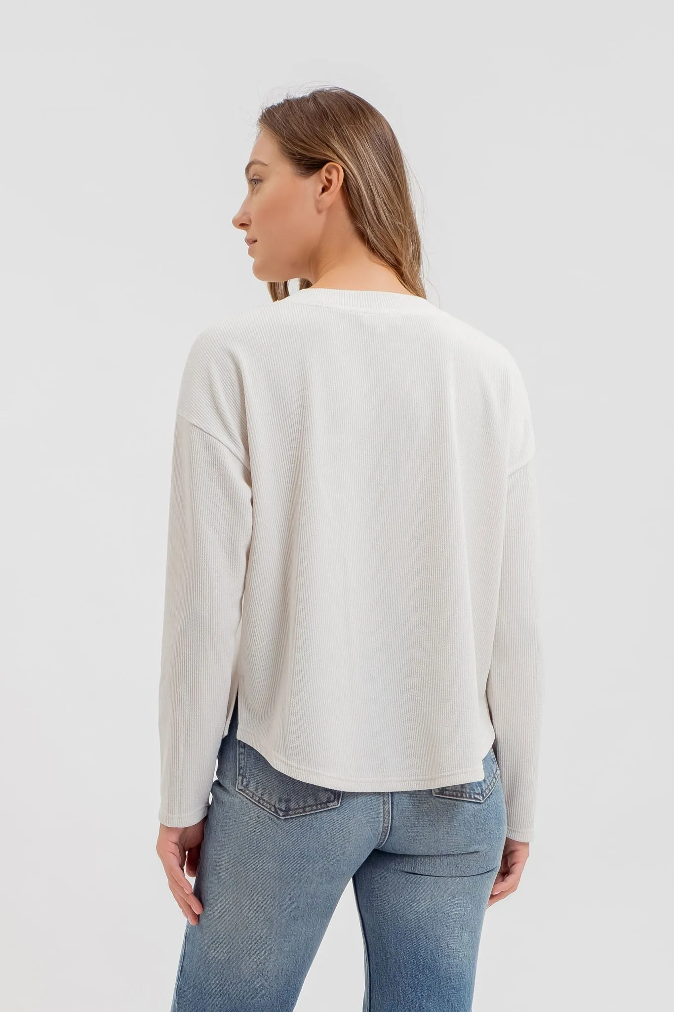 HALF BUTTON DOWN LONG SLEEVE HENLEY KNIT TOP sold by Blu Pepper product image thumbnail 2
