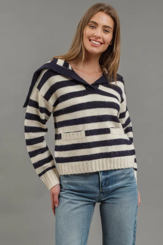 STRIPE SAILOR COLLAR KNIT SWEATER sold by Blu Pepper