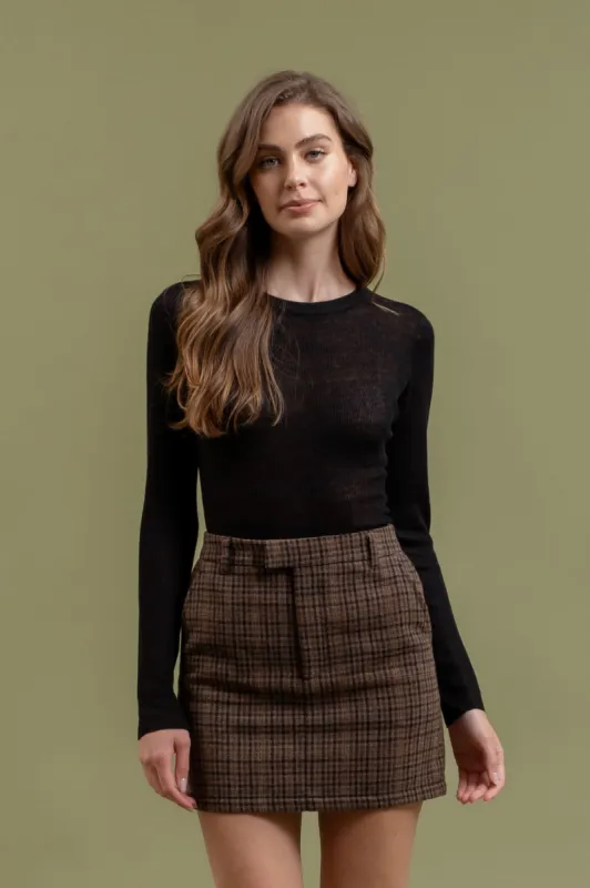 SHEER KNIT ROUND NECK LONG SLEEVE SWEATER sold by Blu Pepper