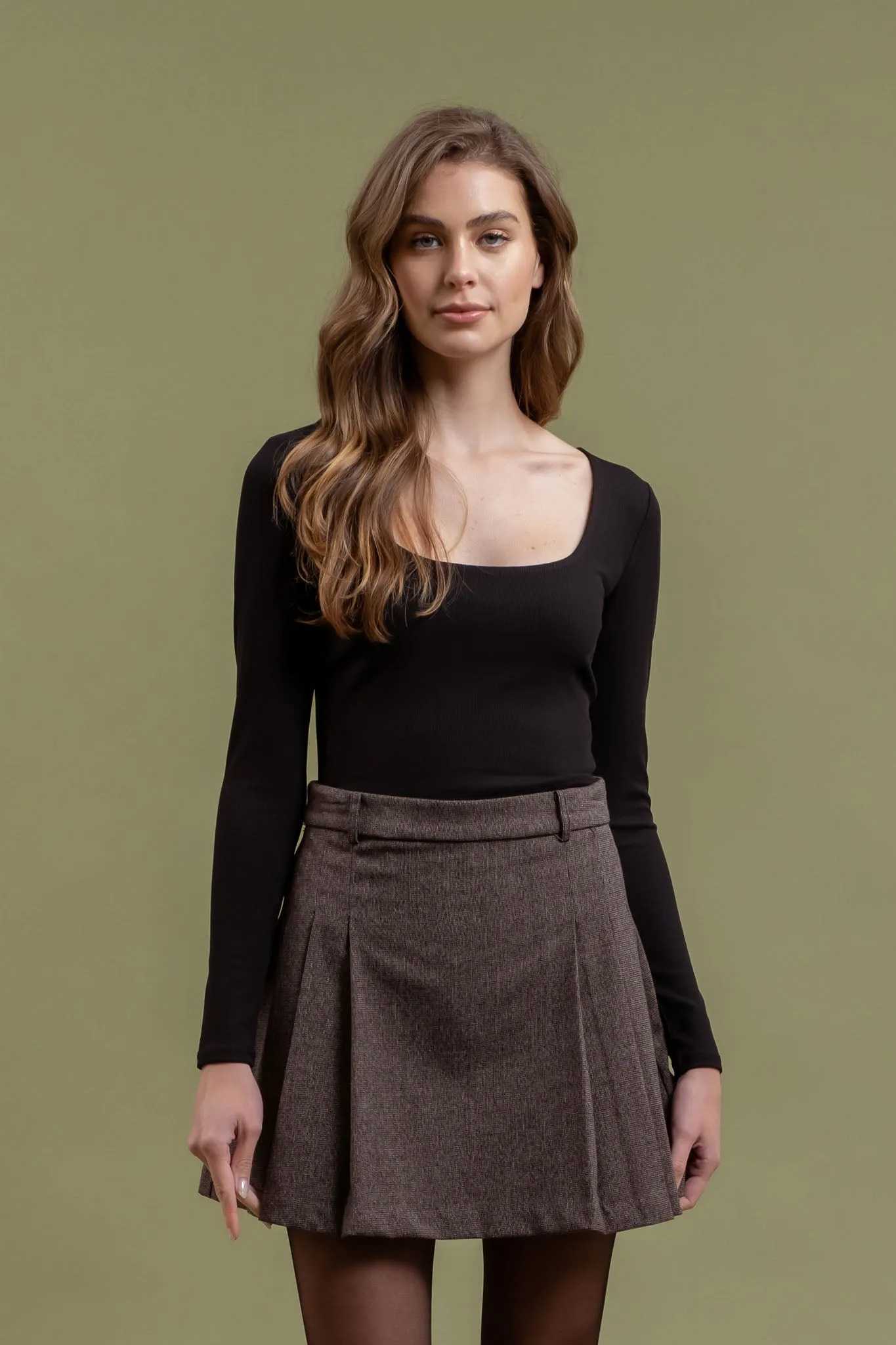 SCOOP NECK LONG SLEEVE KNIT CROP TOP sold by Blu Pepper product image thumbnail 5