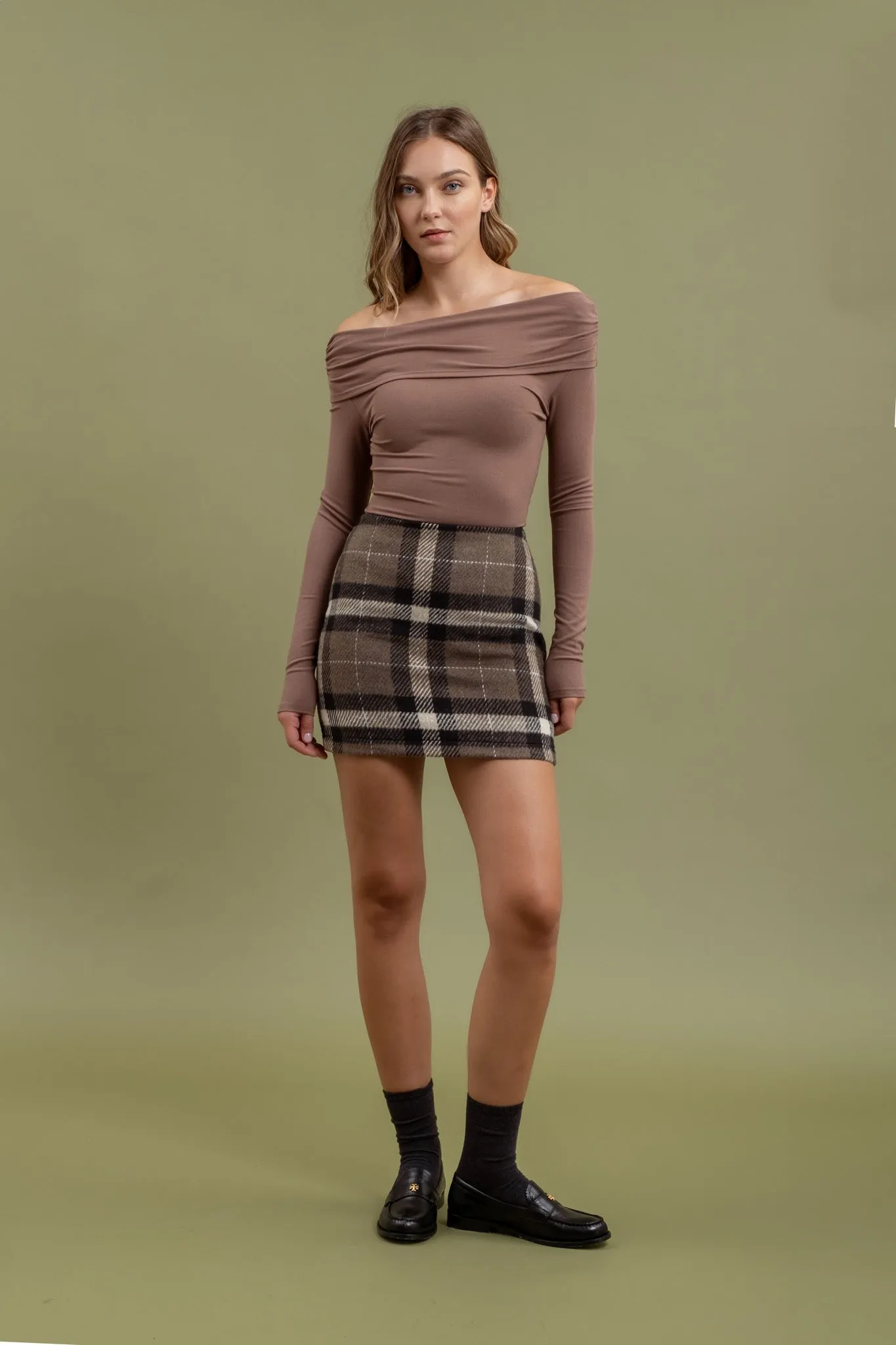 OFF THE SHOULDER FOLD OVER LONG SLEEVE KNIT TOP sold by Blu Pepper product image thumbnail 5