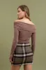 OFF THE SHOULDER FOLD OVER LONG SLEEVE KNIT TOP sold by Blu Pepper