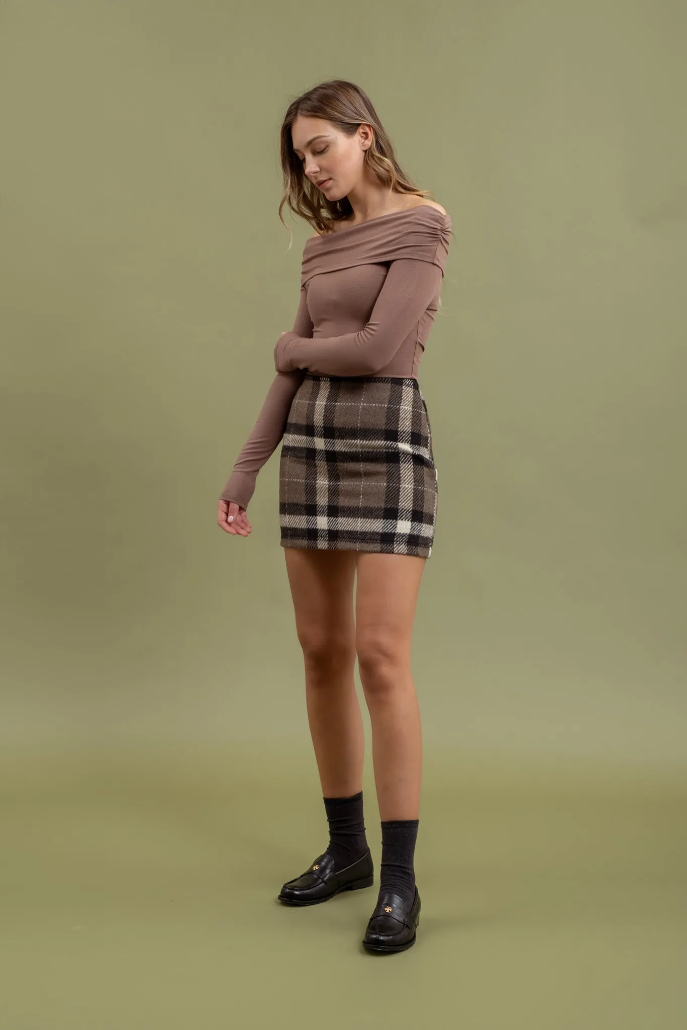 OFF THE SHOULDER FOLD OVER LONG SLEEVE KNIT TOP sold by Blu Pepper product image thumbnail 3