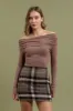 OFF THE SHOULDER FOLD OVER LONG SLEEVE KNIT TOP sold by Blu Pepper