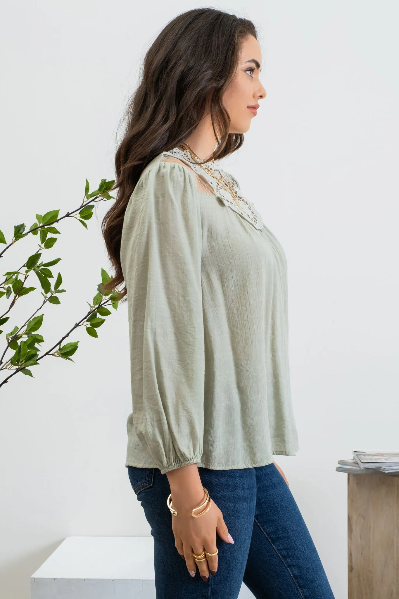 LACE YOKE BLOUSE sold by Blu Pepper product image thumbnail 3