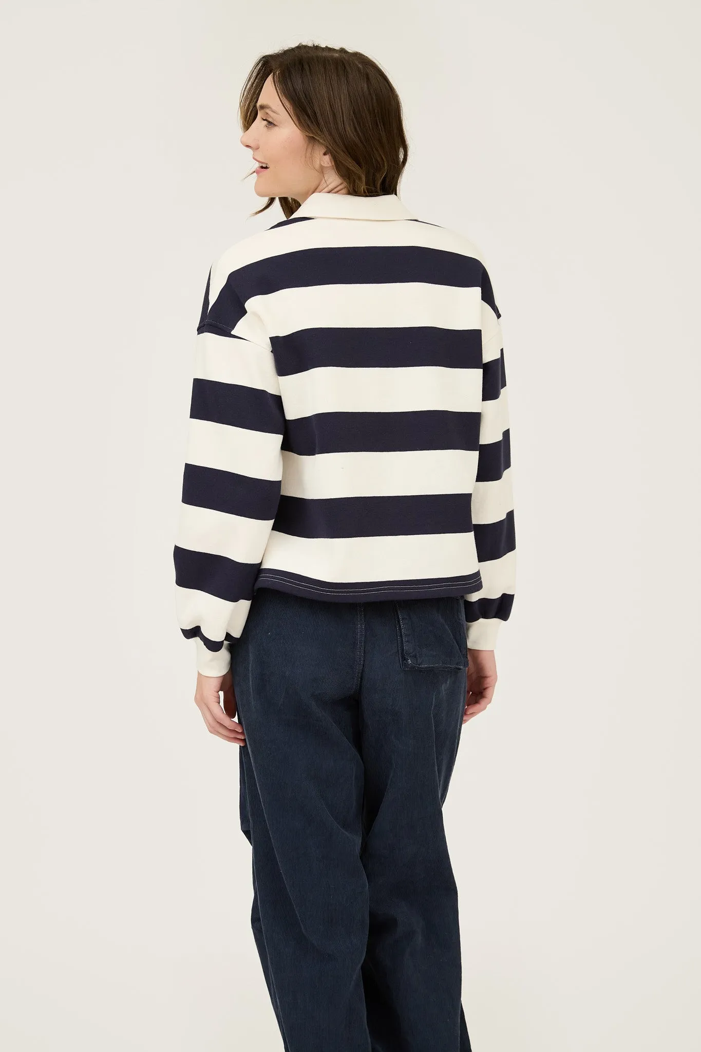 STRIPE COLLARED LONG SLEEVE POLO KNIT TOP sold by Blu Pepper product image thumbnail 2