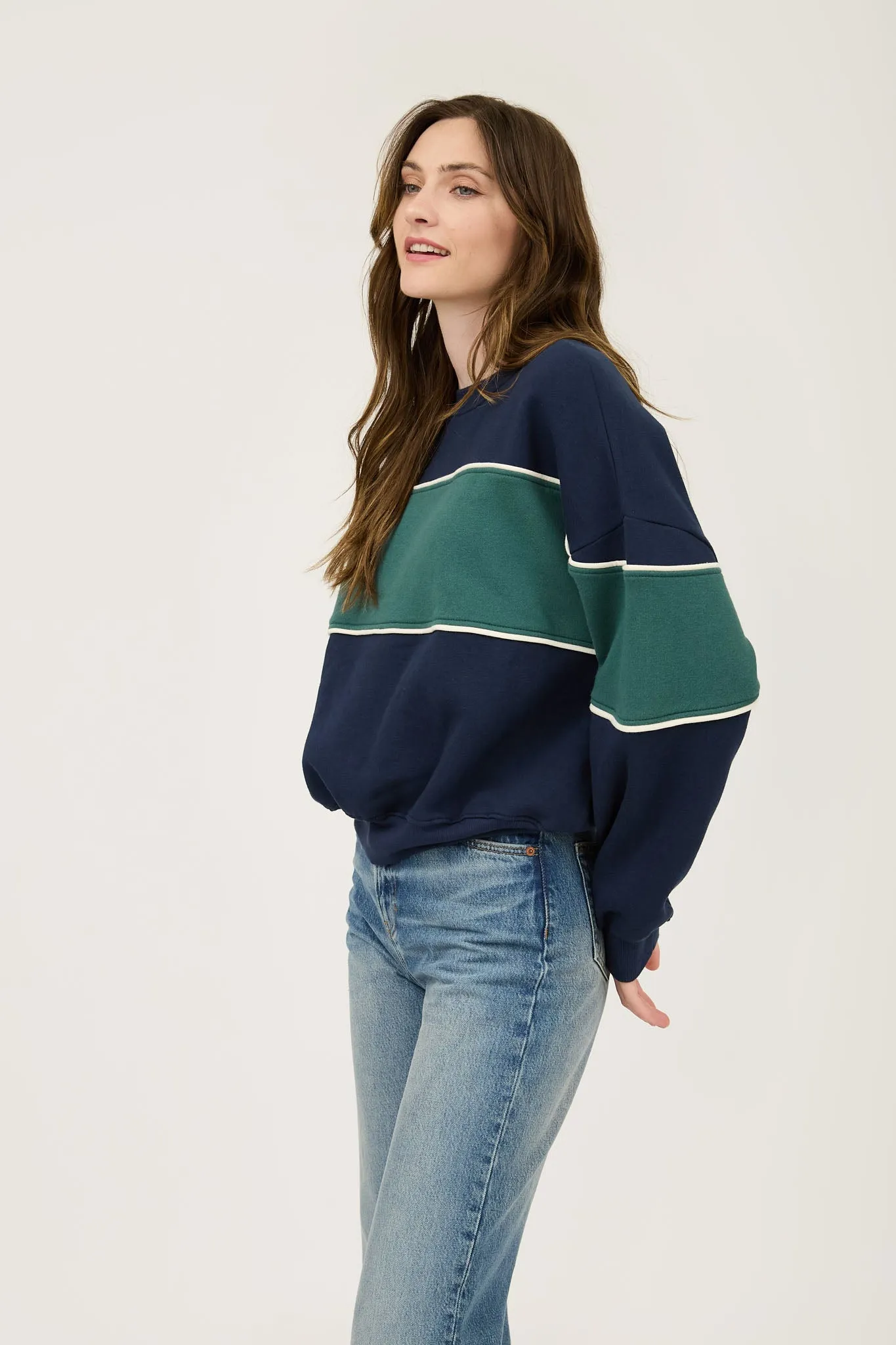 COLORBLOCK STRIPE LONG SLEEVE KNIT TOP sold by Blu Pepper product image thumbnail 3