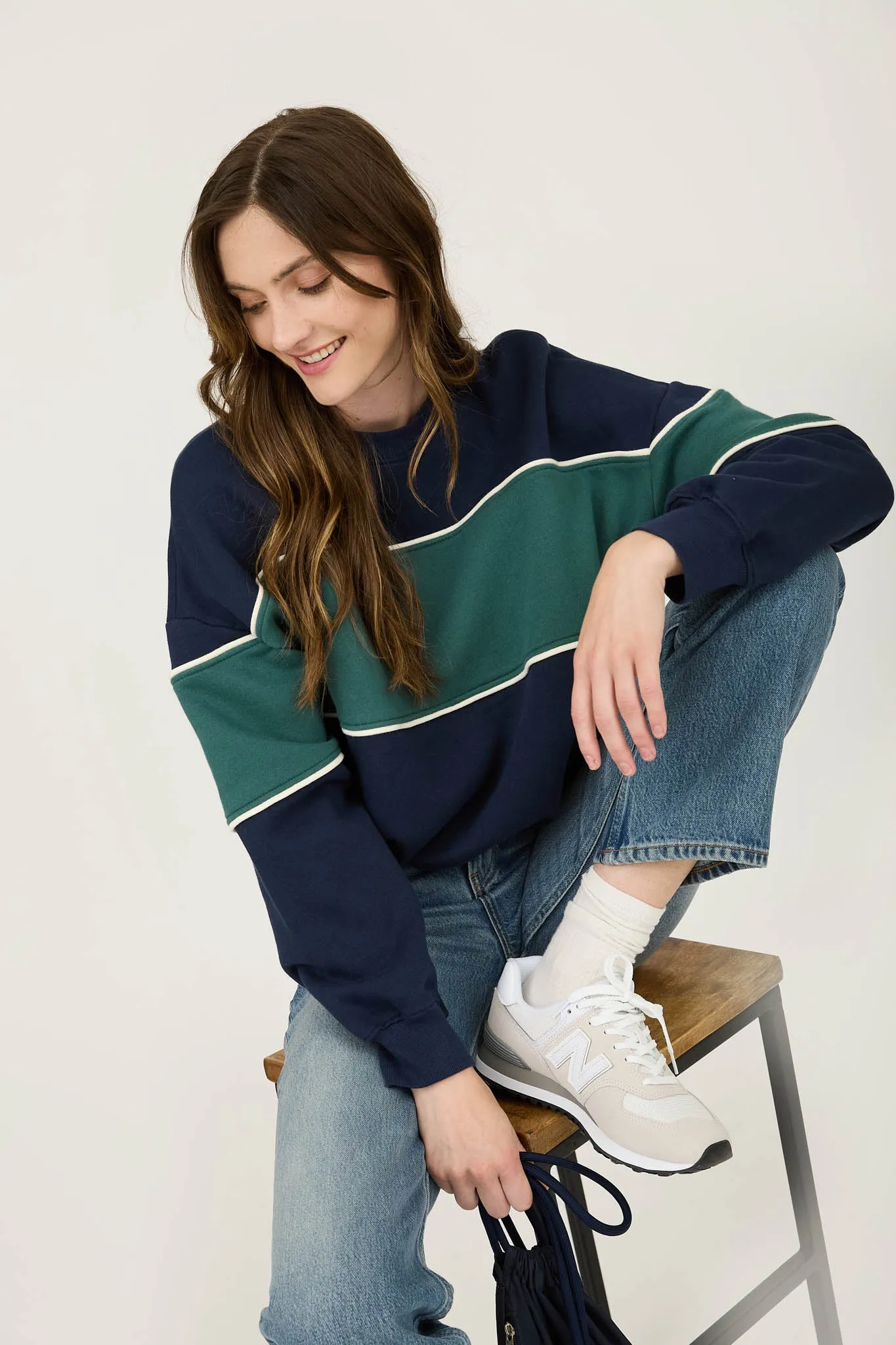 COLORBLOCK STRIPE LONG SLEEVE KNIT TOP sold by Blu Pepper product image thumbnail 4