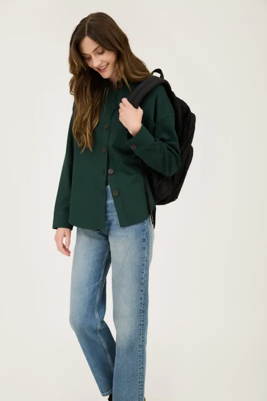 SOLID COLLARED LONG SLEEVE BUTTON DOWN SHACKET sold by Blu Pepper