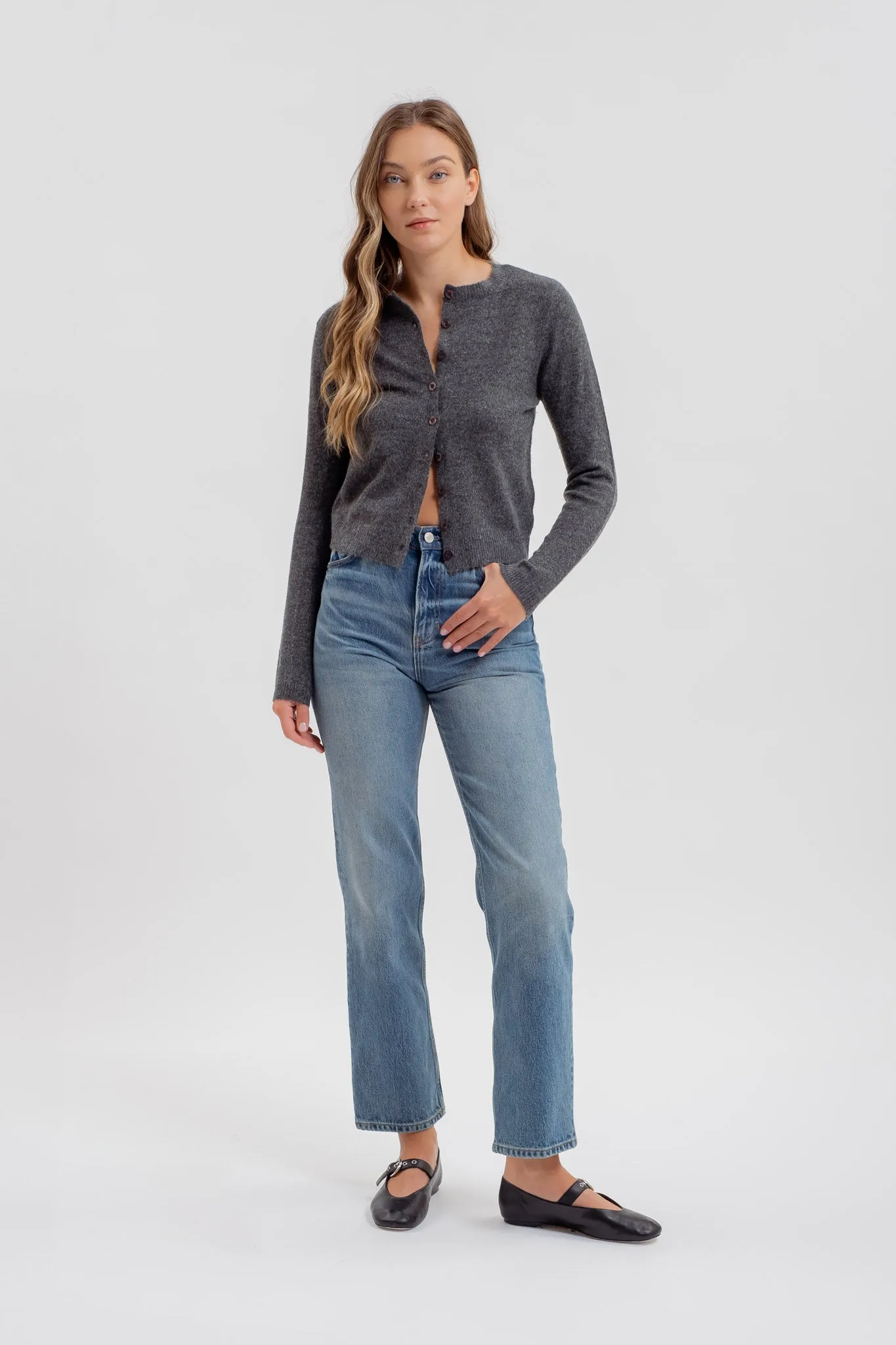 ROUND NECK BUTTON DOWN LONG SLEEVE CARDIGAN sold by Blu Pepper product image thumbnail 5